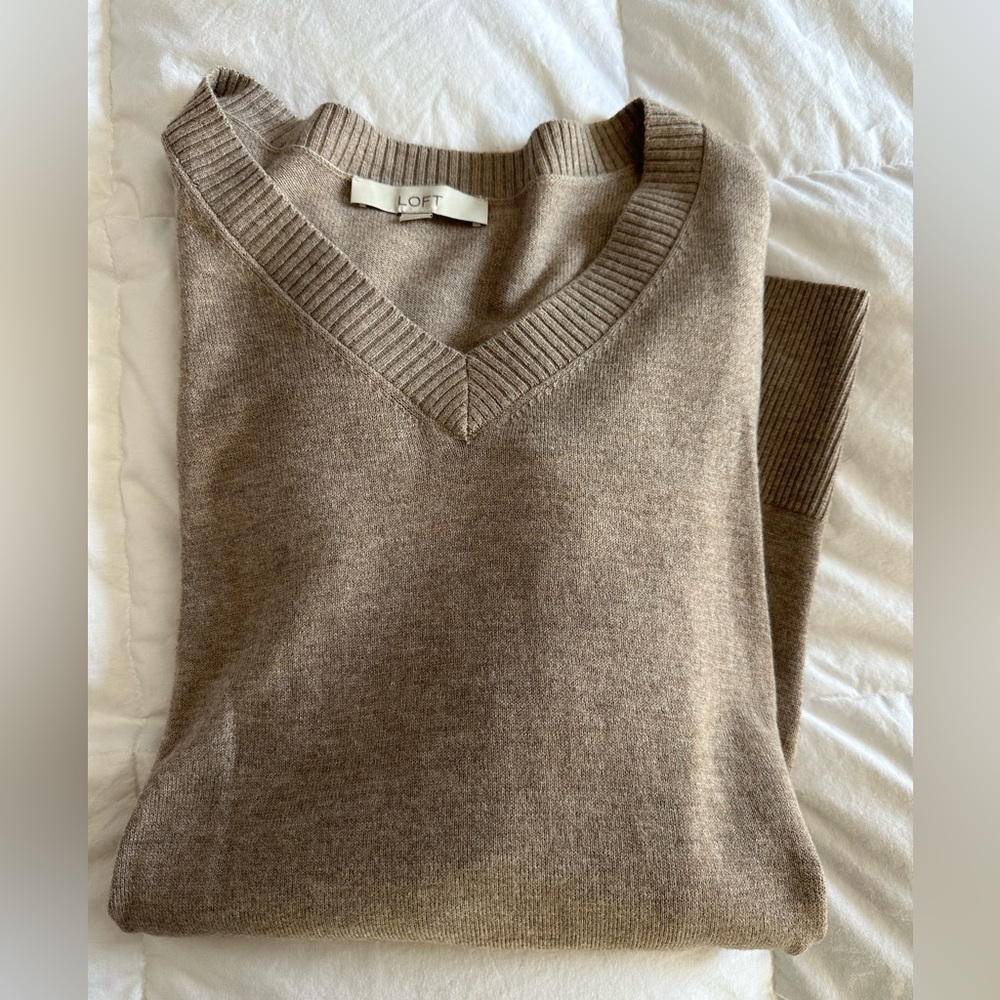 Loft V-neck Tan Sweater